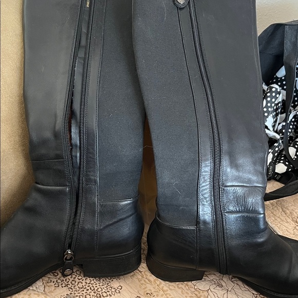 GeoX Black Leather Riding Boots Size UK 39 Size 8-8.5 - Picture 3 of 5